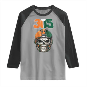 305 Football Warrior Skull Raglan Shirt Orange and Green Miami Vibes TS02 Sport Gray Black Print Your Wear