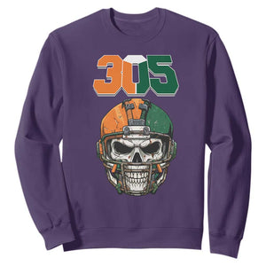 305 Football Warrior Skull Sweatshirt Orange and Green Miami Vibes TS02 Purple Print Your Wear