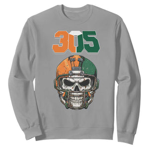 305 Football Warrior Skull Sweatshirt Orange and Green Miami Vibes TS02 Sport Gray Print Your Wear