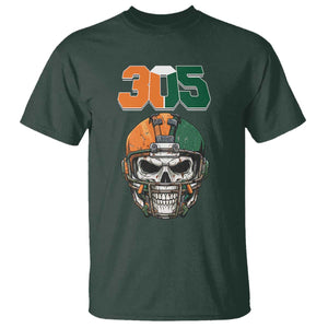 305 Football Warrior Skull T Shirt Orange and Green Miami Vibes TS02 Dark Forest Green Print Your Wear