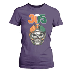 305 Football Warrior Skull T Shirt For Women Orange and Green Miami Vibes TS02 Purple Print Your Wear