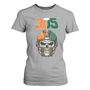 305 Football Warrior Skull T Shirt For Women Orange and Green Miami Vibes TS02 Sport Gray Print Your Wear