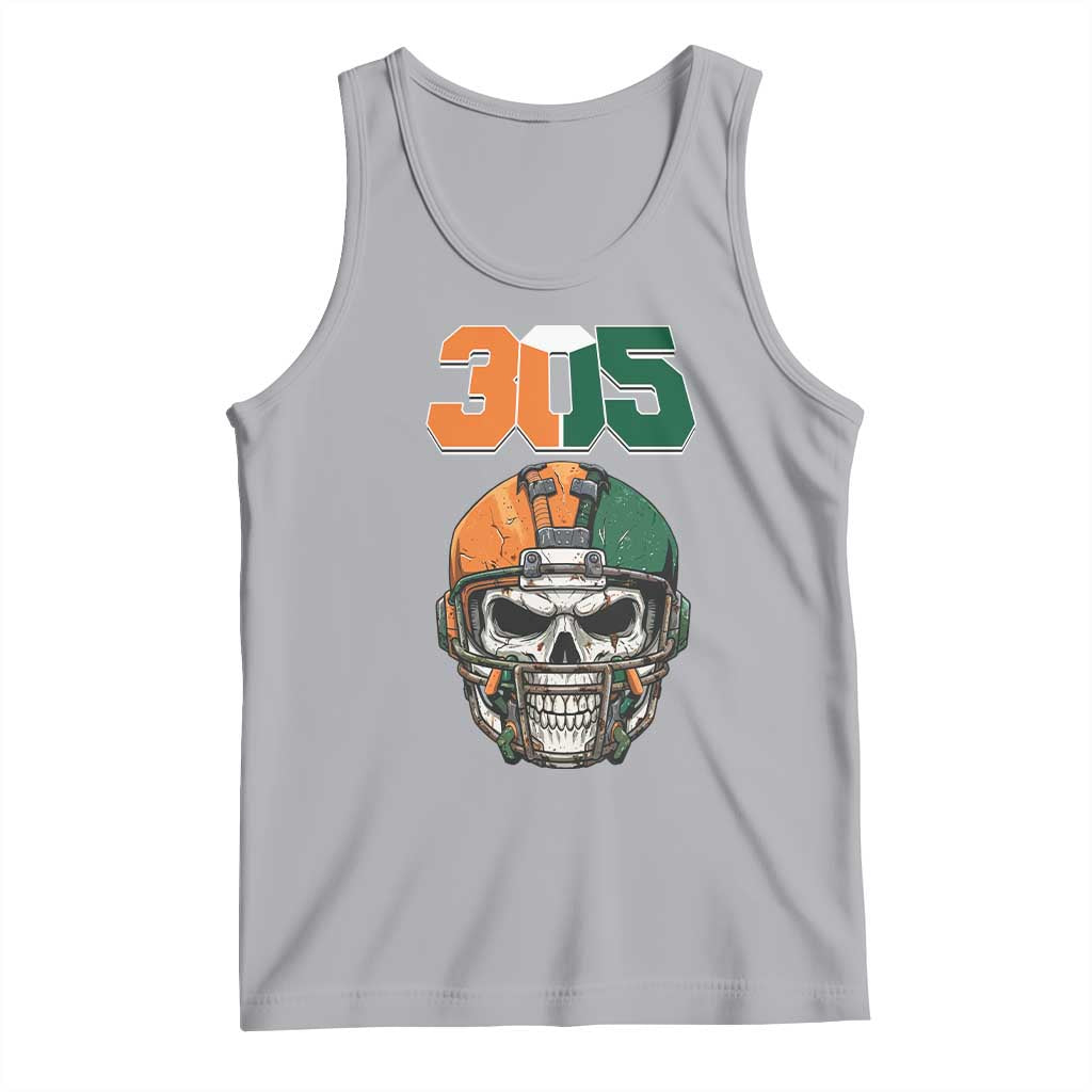305 Football Warrior Skull Tank Top Orange and Green Miami Vibes TS02 Athletic Heather Print Your Wear