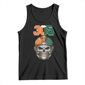 305 Football Warrior Skull Tank Top Orange and Green Miami Vibes TS02 Black Print Your Wear