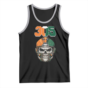 305 Football Warrior Skull Tank Top Orange and Green Miami Vibes TS02 Black Athletic Heather Print Your Wear