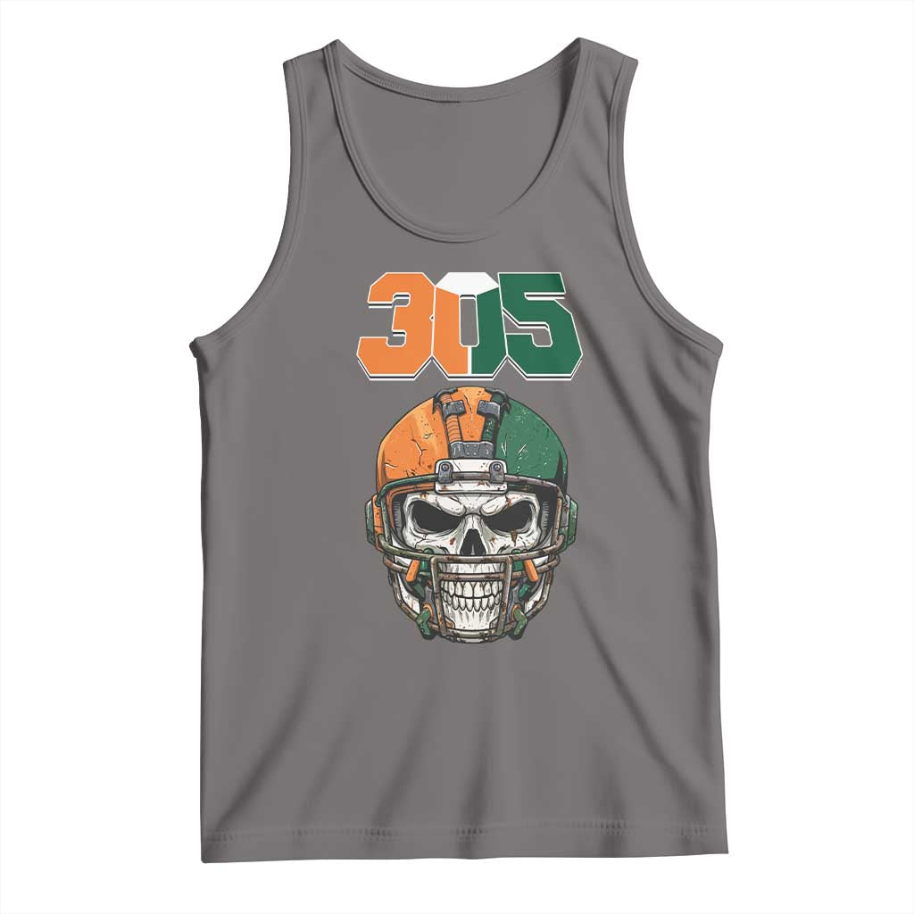 305 Football Warrior Skull Tank Top Orange and Green Miami Vibes TS02 Deep Heather Print Your Wear