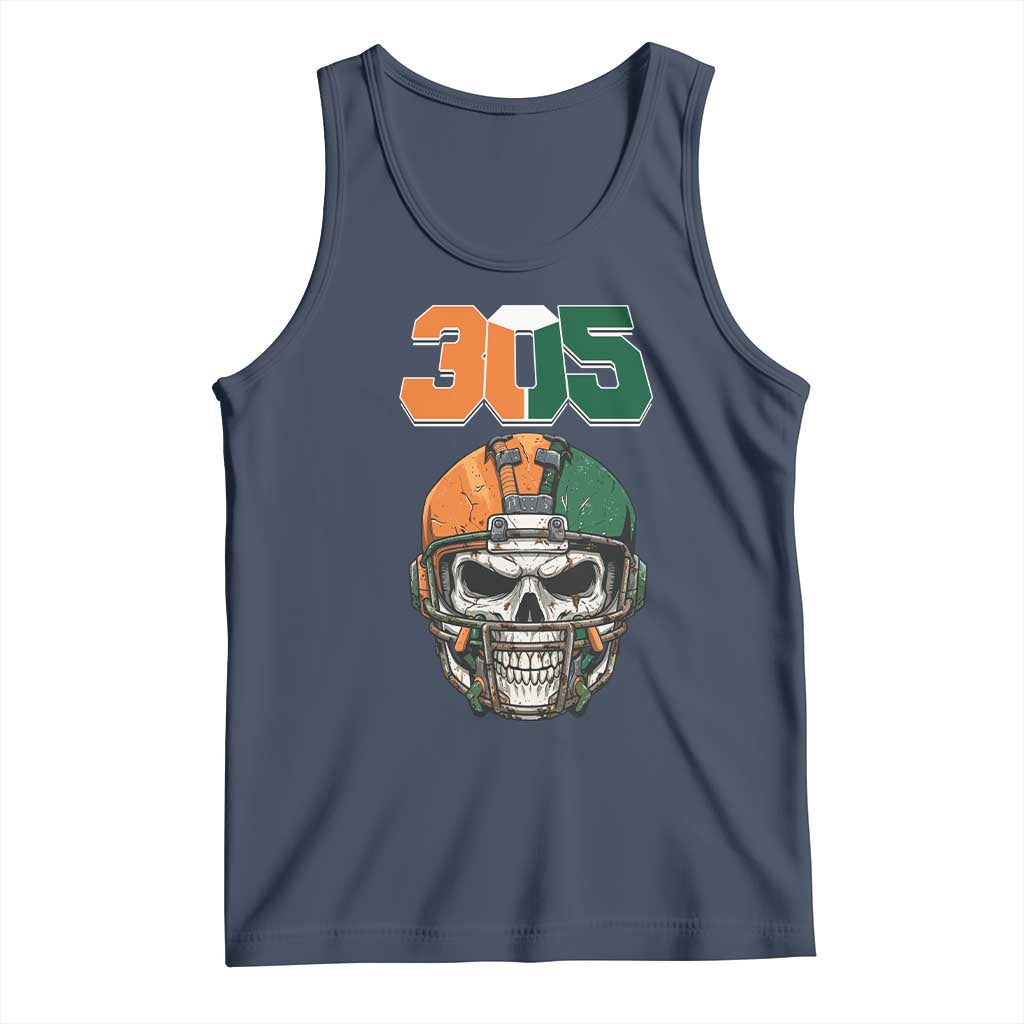 305 Football Warrior Skull Tank Top Orange and Green Miami Vibes TS02 Navy Print Your Wear
