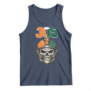 305 Football Warrior Skull Tank Top Orange and Green Miami Vibes TS02 Navy Print Your Wear