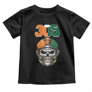 305 Football Warrior Skull Toddler T Shirt Orange and Green Miami Vibes TS02 Black Print Your Wear