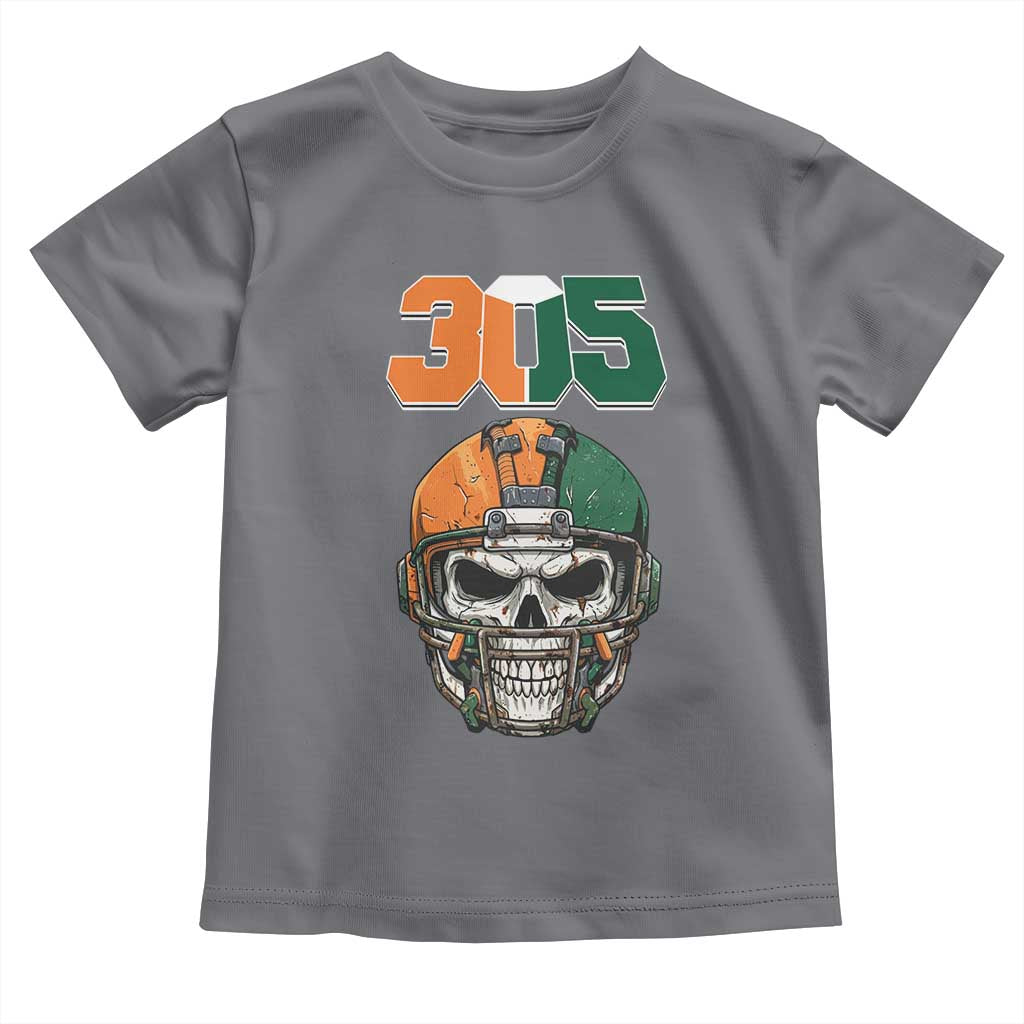 305 Football Warrior Skull Toddler T Shirt Orange and Green Miami Vibes TS02 Charcoal Print Your Wear