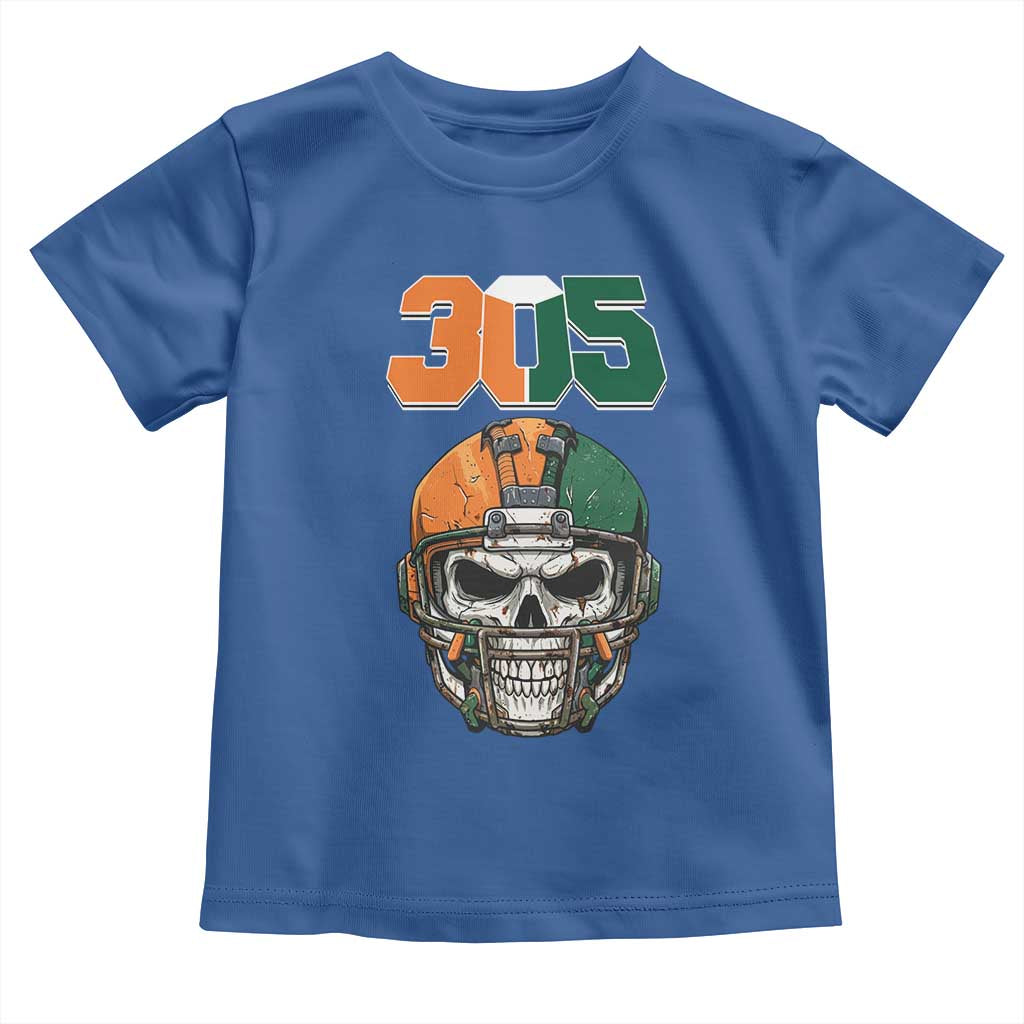 305 Football Warrior Skull Toddler T Shirt Orange and Green Miami Vibes TS02 Royal Blue Print Your Wear