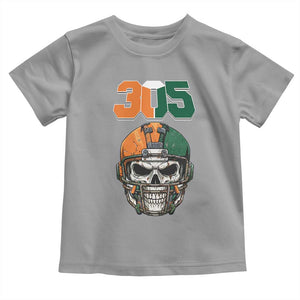 305 Football Warrior Skull Toddler T Shirt Orange and Green Miami Vibes TS02 Sport Gray Print Your Wear