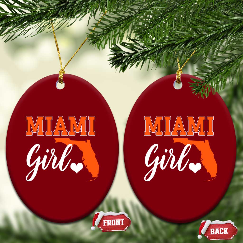 Miami Girl Pride Ceramic Ornament Florida State Map Local Love TS02 Print Your Wear