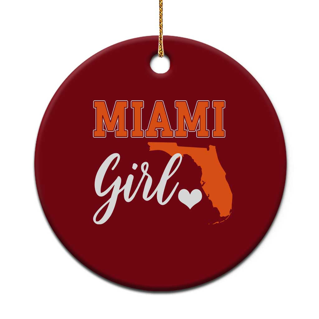 Miami Girl Pride Ceramic Ornament Florida State Map Local Love TS02 1pc Red Print Your Wear