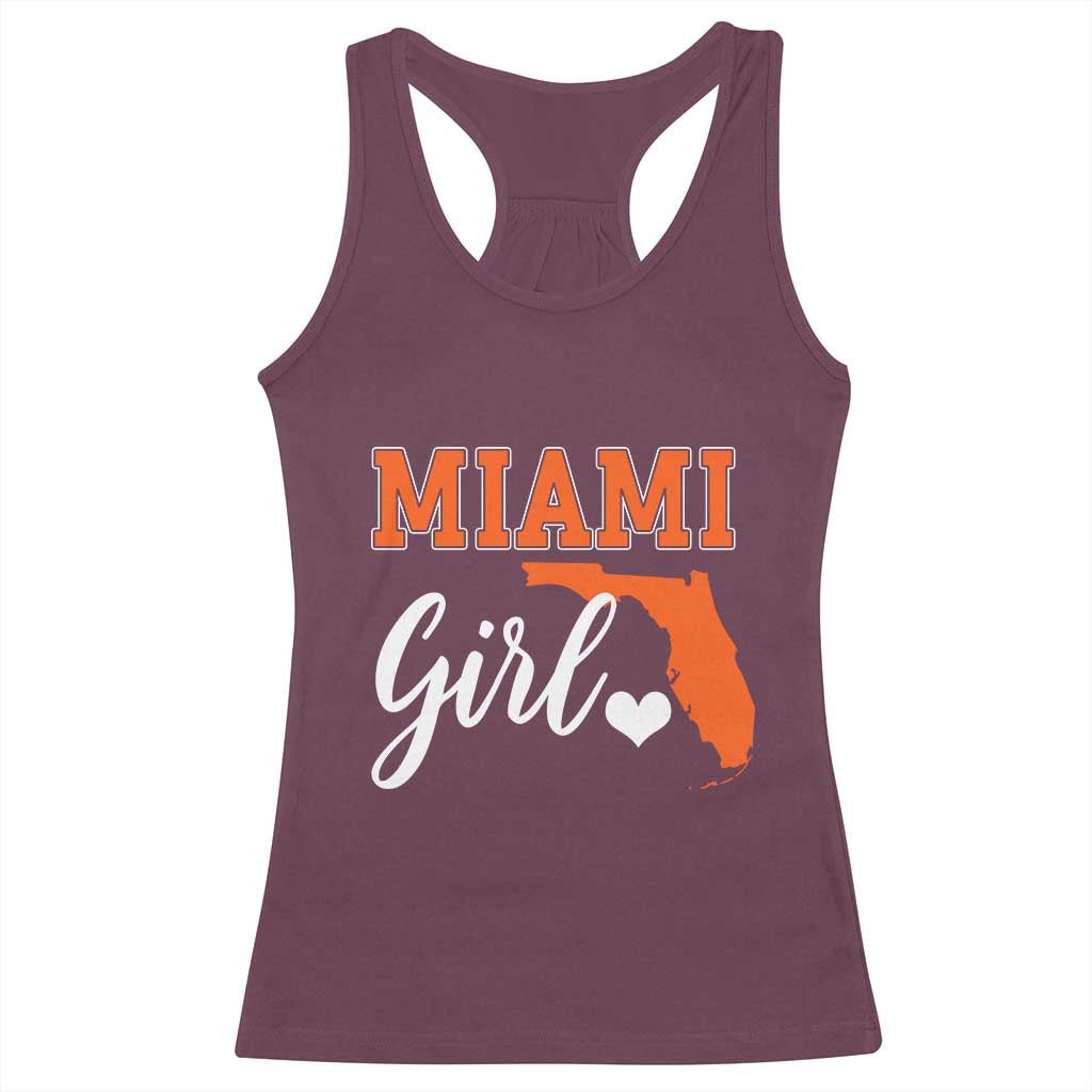 Miami Girl Pride Racerback Tank Top Florida State Map Local Love TS02 Maroon Print Your Wear