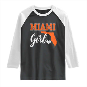 Miami Girl Pride Raglan Shirt Florida State Map Local Love TS02 Black White Print Your Wear