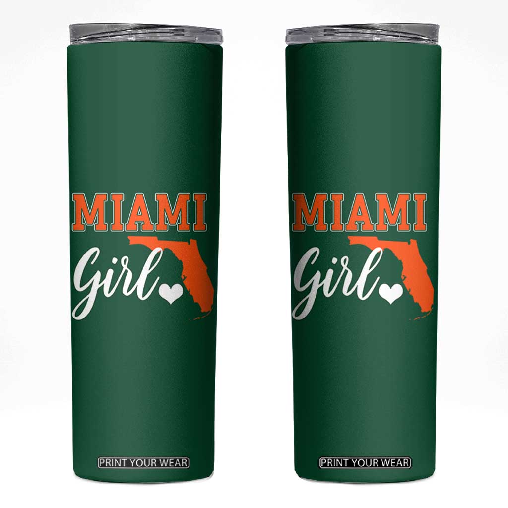 Miami Girl Pride Skinny Tumbler Florida State Map Local Love TS02 Irish Green Print Your Wear