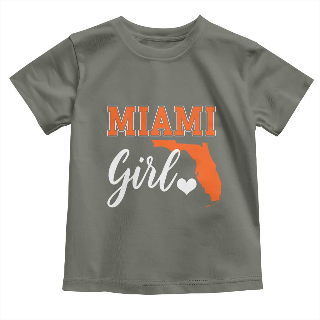 Miami Girl Pride Toddler T Shirt Florida State Map Local Love TS02 Military Green Print Your Wear