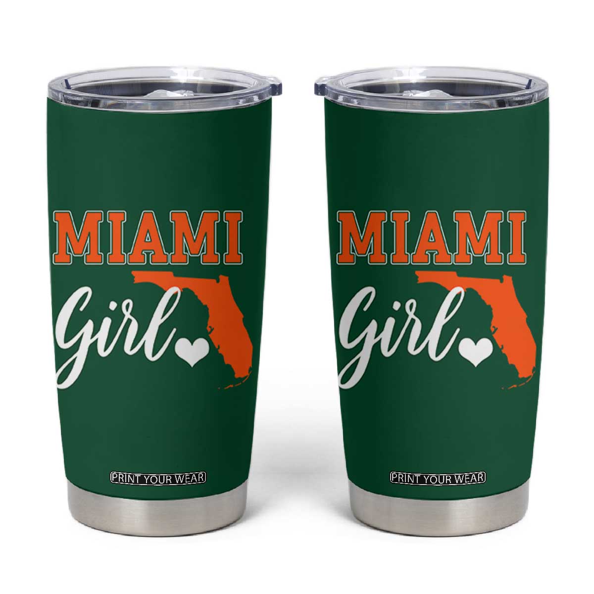 Miami Girl Pride Tumbler Cup Florida State Map Local Love TS02 Irish Green Print Your Wear