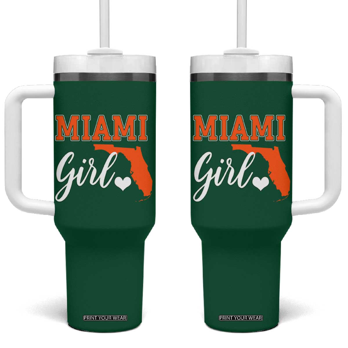 Miami Girl Pride Tumbler With Handle Florida State Map Local Love TS02 One Size: 40 oz Irish Green Print Your Wear