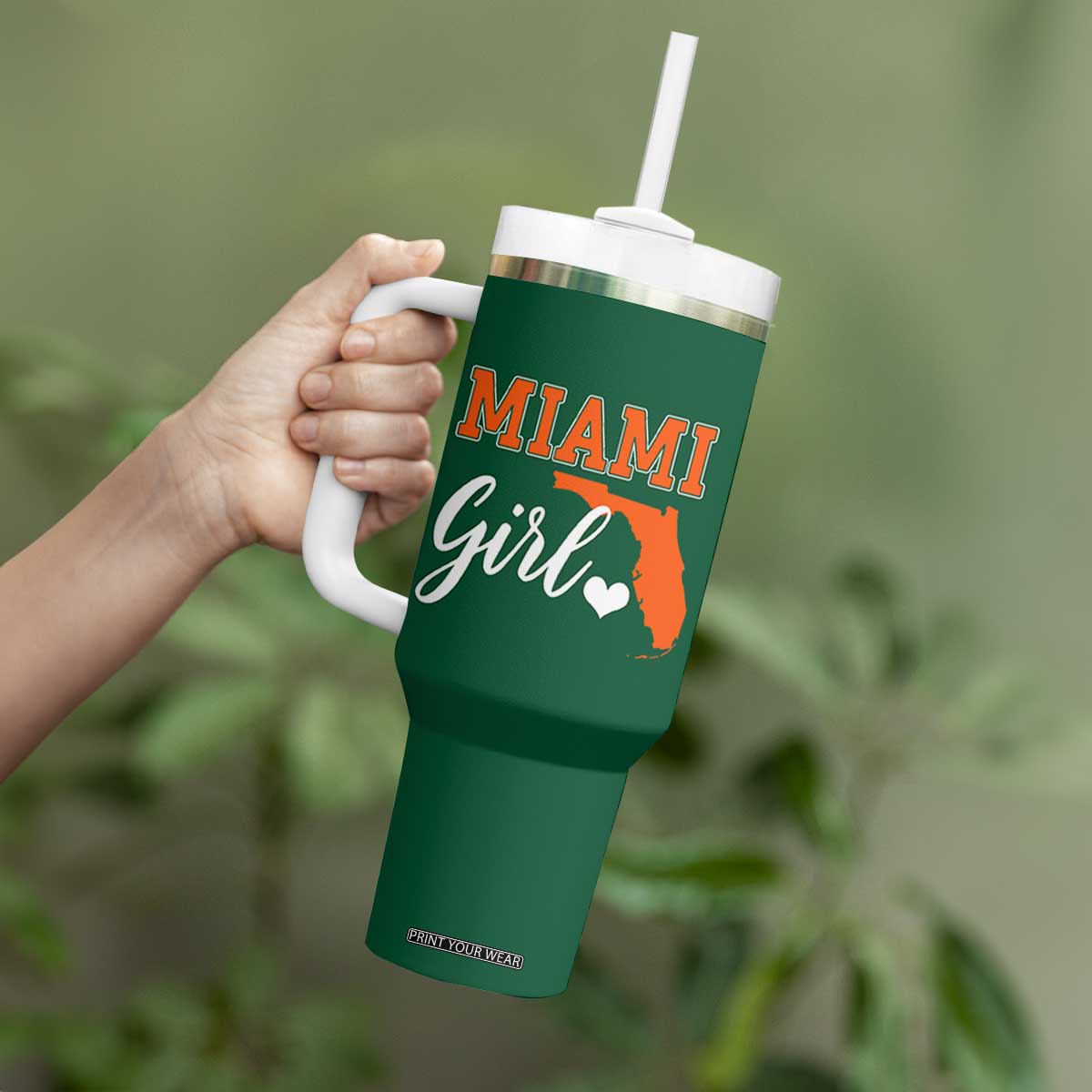 Miami Girl Pride Tumbler With Handle Florida State Map Local Love TS02 Print Your Wear