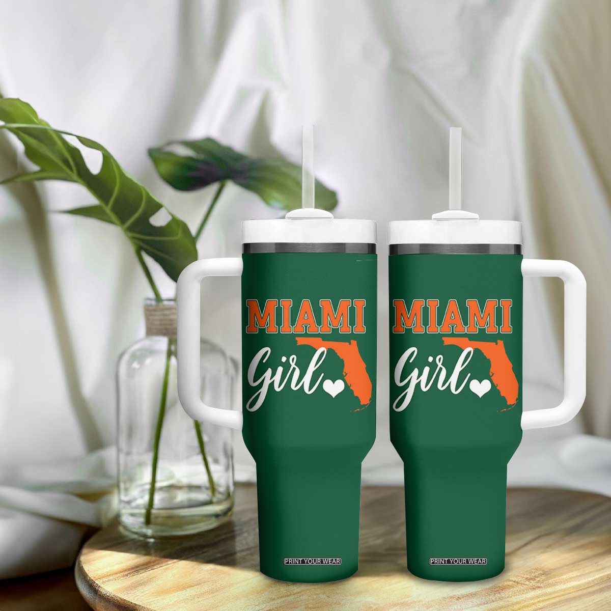 Miami Girl Pride Tumbler With Handle Florida State Map Local Love TS02 Print Your Wear