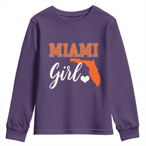 Miami Girl Pride Youth Sweatshirt Florida State Map Local Love TS02 Purple Print Your Wear