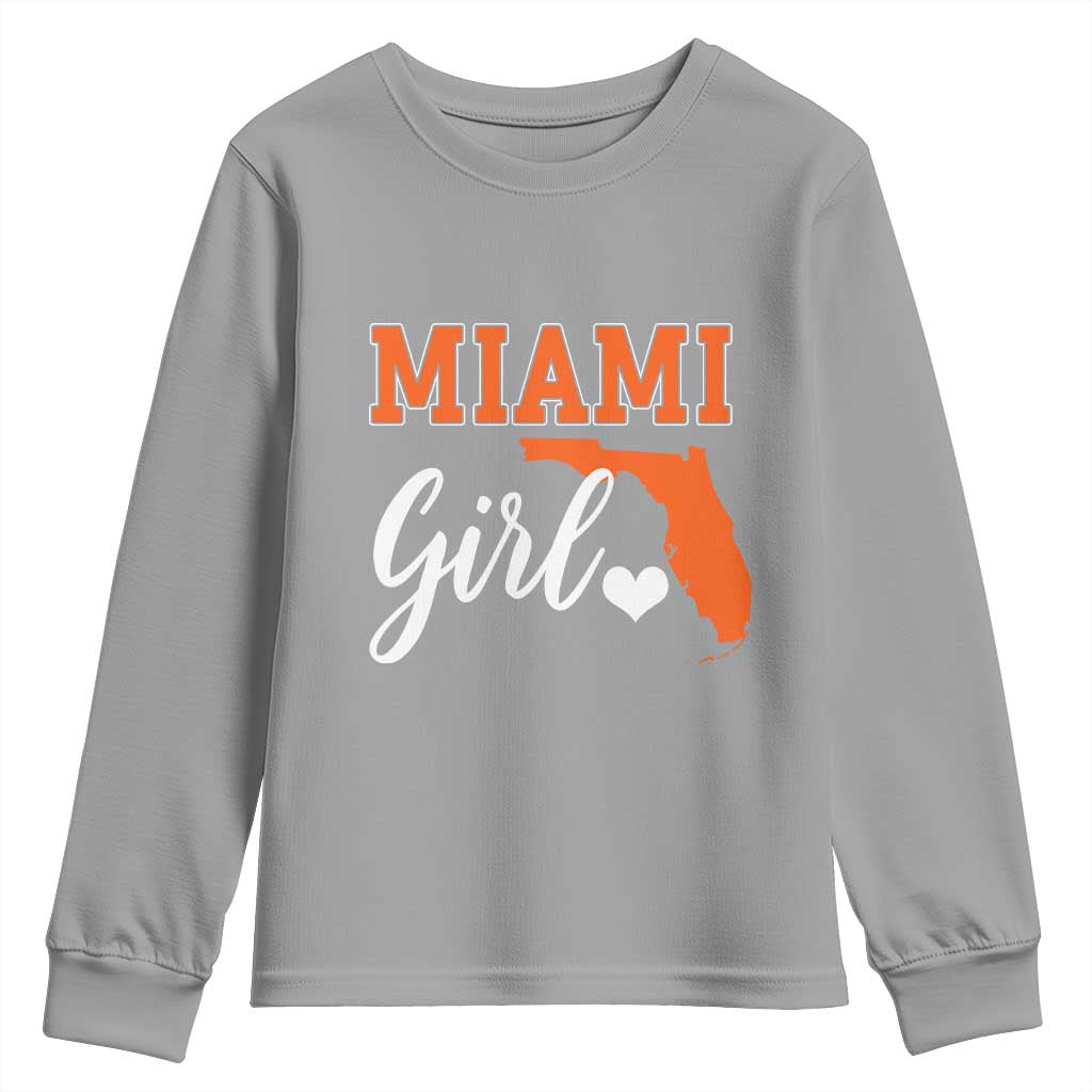 Miami Girl Pride Youth Sweatshirt Florida State Map Local Love TS02 Sport Gray Print Your Wear
