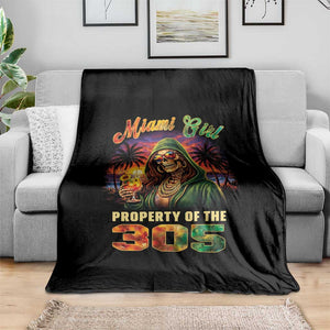 Miami Girl Skeleton Property of the 305 Throw Blanket Tropical City Florida Pride Street Style TS02 Print Your Wear