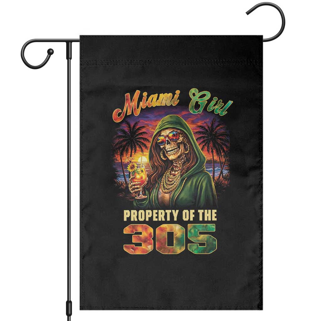 Miami Girl Skeleton Property of the 305 Garden Flag Tropical City Florida Pride Street Style TS02 Black Print Your Wear