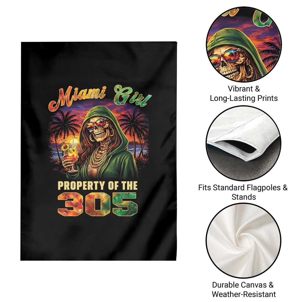 Miami Girl Skeleton Property of the 305 Garden Flag Tropical City Florida Pride Street Style TS02 Print Your Wear
