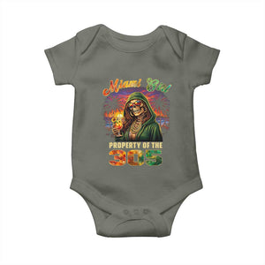Miami Girl Skeleton Property of the 305 Baby Onesie Tropical City Florida Pride Street Style TS02 Military Green Print Your Wear