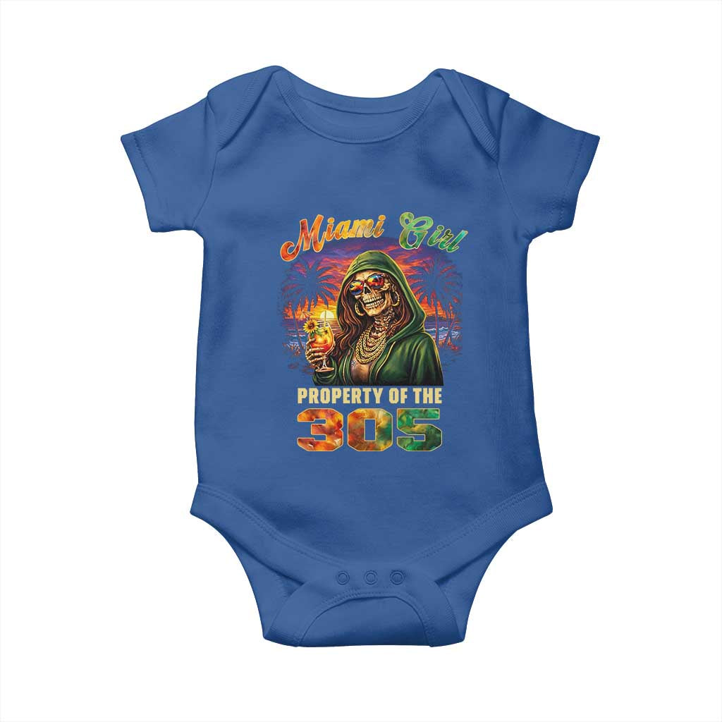 Miami Girl Skeleton Property of the 305 Baby Onesie Tropical City Florida Pride Street Style TS02 Royal Blue Print Your Wear