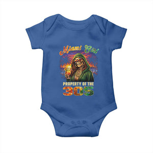 Miami Girl Skeleton Property of the 305 Baby Onesie Tropical City Florida Pride Street Style TS02 Royal Blue Print Your Wear