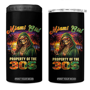 Miami Girl Skeleton Property of the 305 4 in 1 Can Cooler Tumbler Tropical City Florida Pride Street Style TS02 One Size: 16 oz Black Print Your Wear
