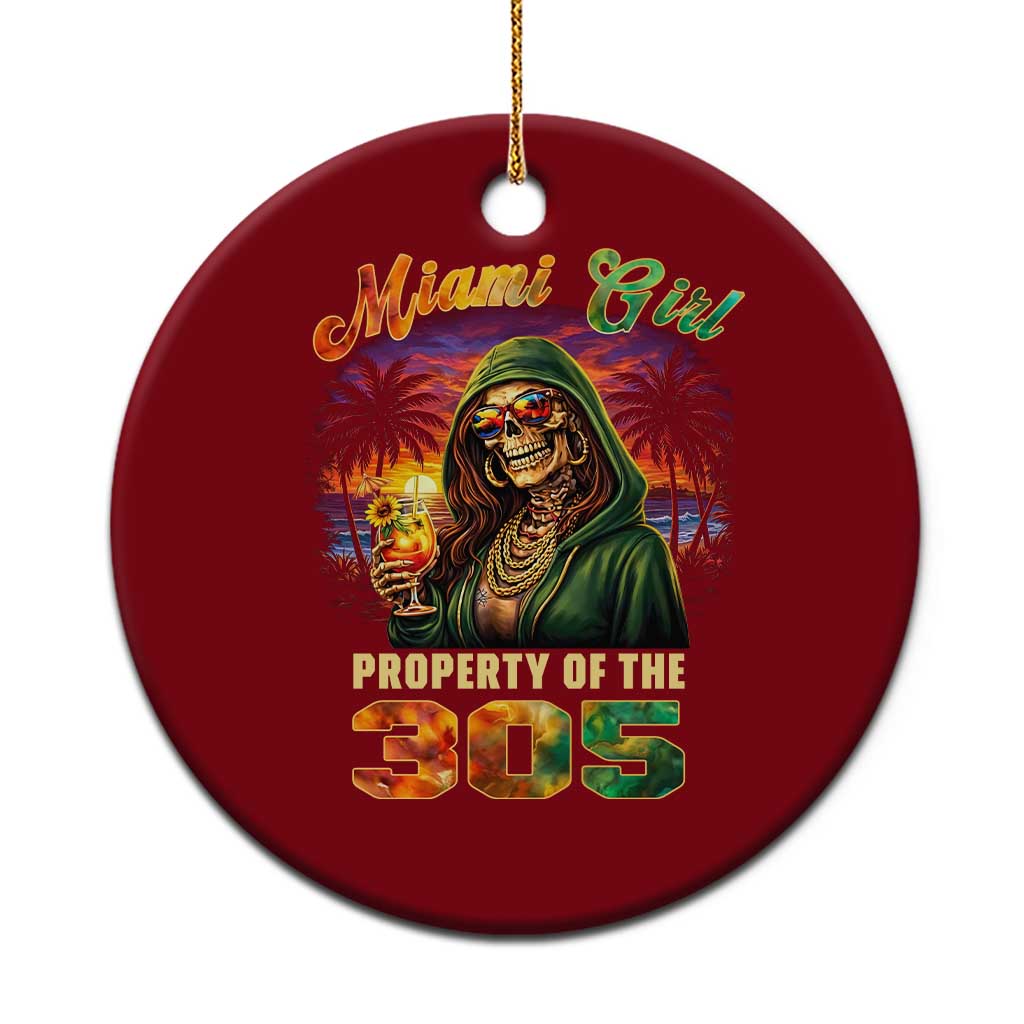 Miami Girl Skeleton Property of the 305 Ceramic Ornament Tropical City Florida Pride Street Style TS02 1pc Red Print Your Wear