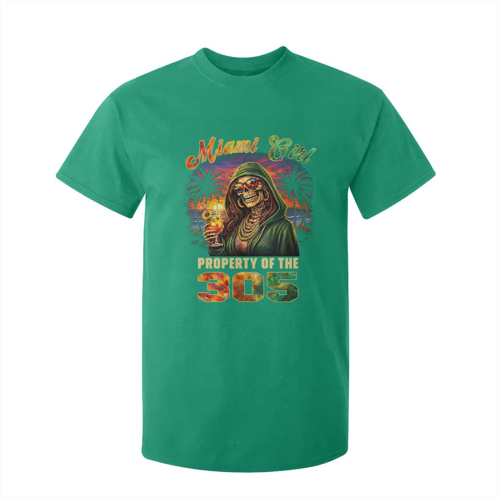 Miami Girl Skeleton Property of the 305 T Shirt For Kid Tropical City Florida Pride Street Style TS02 Irish Green Print Your Wear