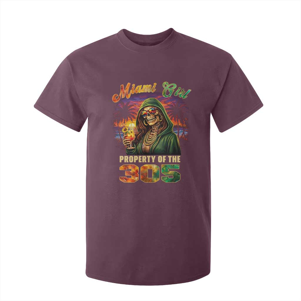 Miami Girl Skeleton Property of the 305 T Shirt For Kid Tropical City Florida Pride Street Style TS02 Maroon Print Your Wear