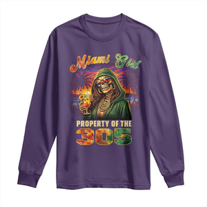 Miami Girl Skeleton Property of the 305 Long Sleeve Shirt Tropical City Florida Pride Street Style TS02 Purple Print Your Wear