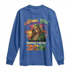 Miami Girl Skeleton Property of the 305 Long Sleeve Shirt Tropical City Florida Pride Street Style TS02 Royal Blue Print Your Wear