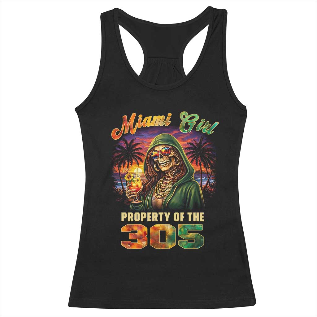Miami Girl Skeleton Property of the 305 Racerback Tank Top Tropical City Florida Pride Street Style TS02 Black Print Your Wear