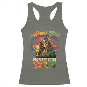 Miami Girl Skeleton Property of the 305 Racerback Tank Top Tropical City Florida Pride Street Style TS02 Military Green Print Your Wear