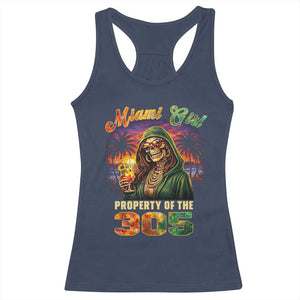 Miami Girl Skeleton Property of the 305 Racerback Tank Top Tropical City Florida Pride Street Style TS02 Navy Print Your Wear