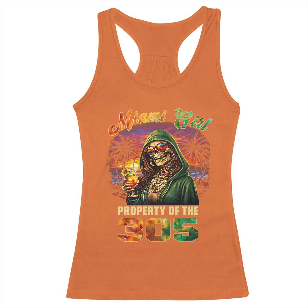 Miami Girl Skeleton Property of the 305 Racerback Tank Top Tropical City Florida Pride Street Style TS02 Orange Print Your Wear