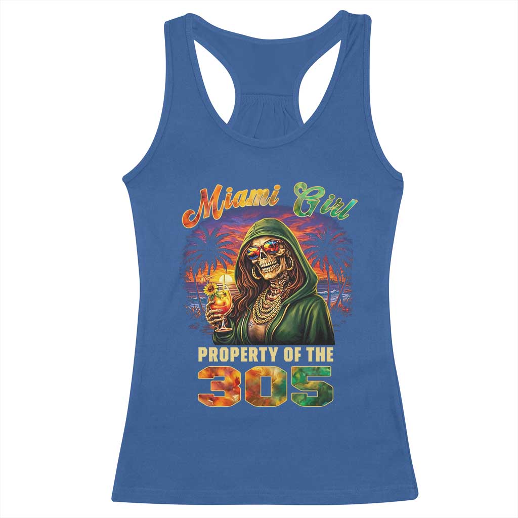 Miami Girl Skeleton Property of the 305 Racerback Tank Top Tropical City Florida Pride Street Style TS02 Royal Blue Print Your Wear