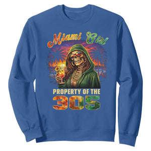 Miami Girl Skeleton Property of the 305 Sweatshirt Tropical City Florida Pride Street Style TS02 Royal Blue Print Your Wear
