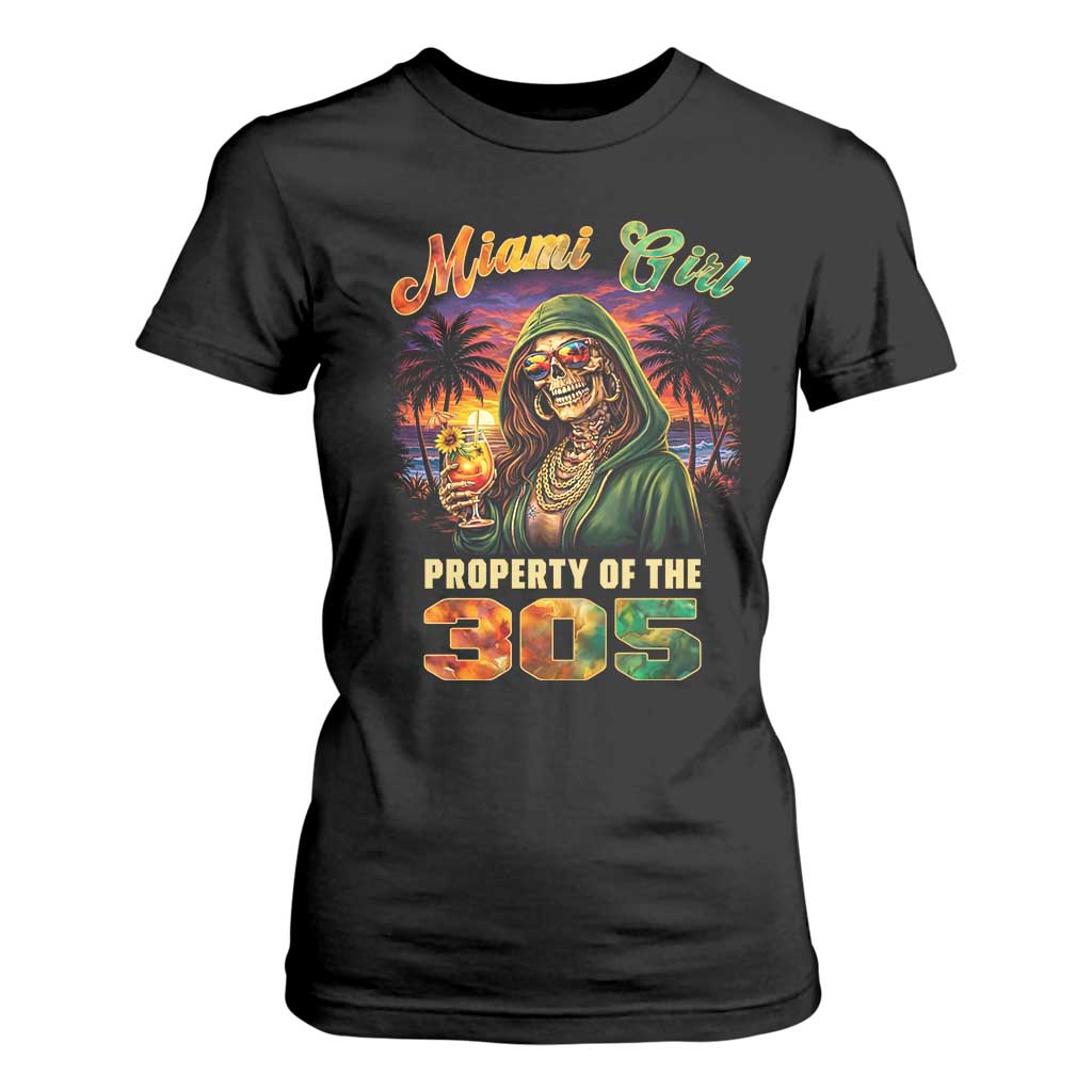 Miami Girl Skeleton Property of the 305 T Shirt For Women Tropical City Florida Pride Street Style TS02 Black Print Your Wear