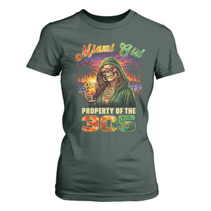 Miami Girl Skeleton Property of the 305 T Shirt For Women Tropical City Florida Pride Street Style TS02 Dark Forest Green Print Your Wear