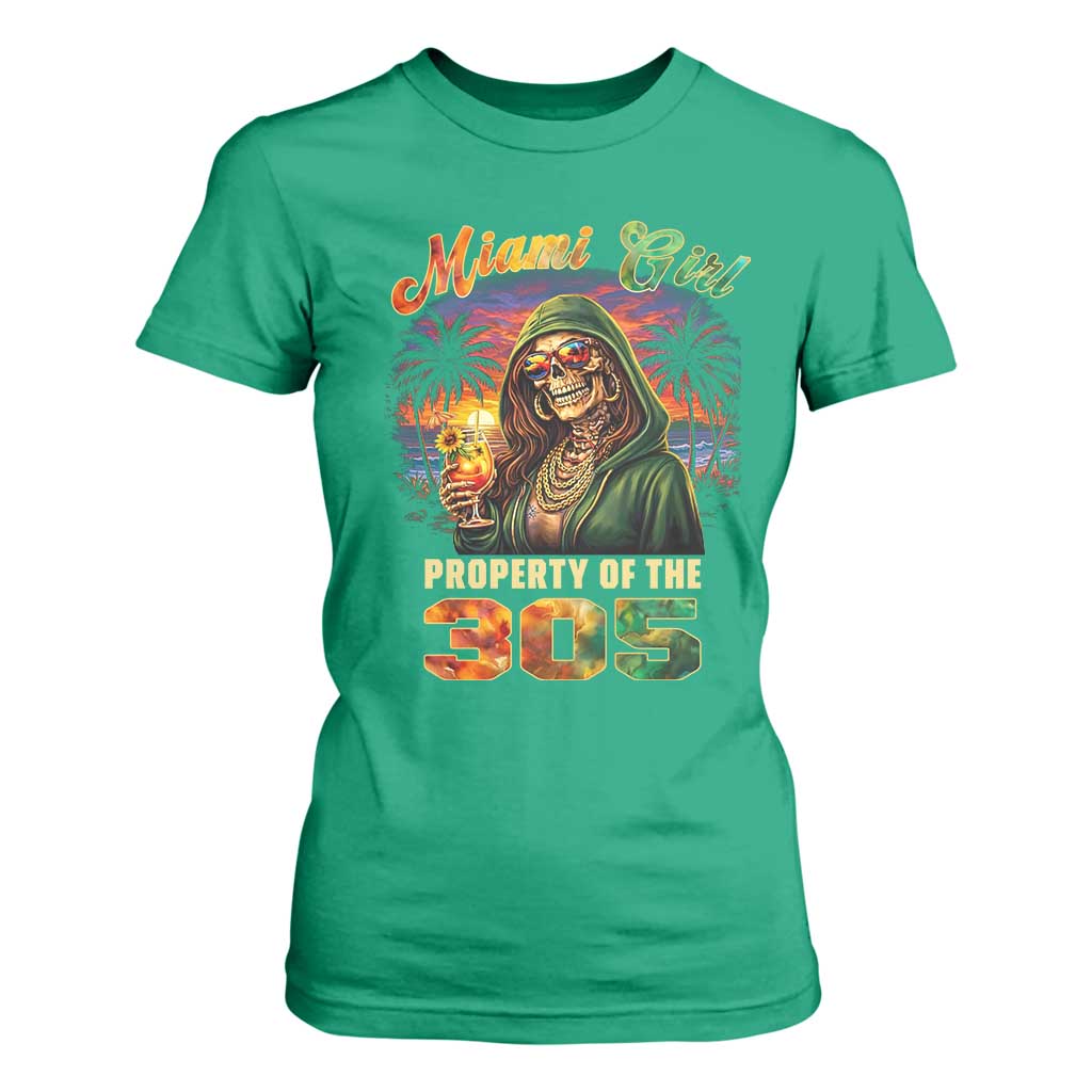 Miami Girl Skeleton Property of the 305 T Shirt For Women Tropical City Florida Pride Street Style TS02 Irish Green Print Your Wear