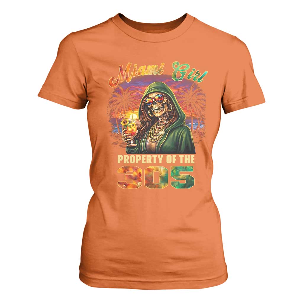 Miami Girl Skeleton Property of the 305 T Shirt For Women Tropical City Florida Pride Street Style TS02 Orange Print Your Wear